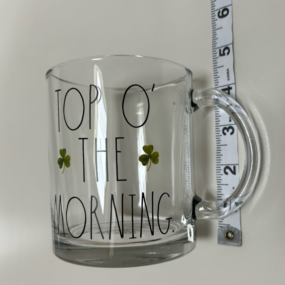 Rae Dunn “Top O’ the morning” Glass Coffee Mug - Picture 5 of 7